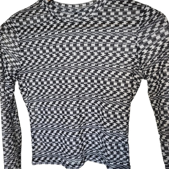 Empyre Sheer Checkered Crop Top Black White Disco Festival Size Small - Picture 3 of 9